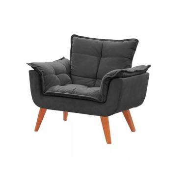 Imagem de Poltrona decorativa Opala cinza chumbo pé palito - Roggi HD