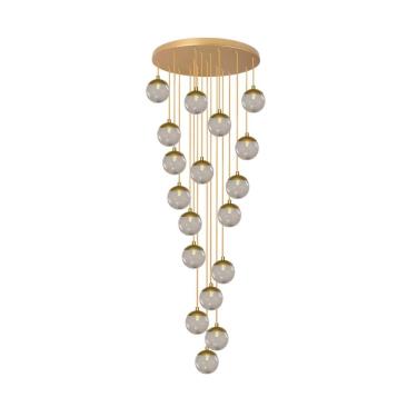 Imagem de Pendente Moderno Dourado 18 Globos Pé Direito Duplo Escada V