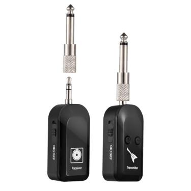 Imagem de Wireless Guitar System Recarregável 2.4G Guitarra Transmissor Receptor Set Real-time Transmission for Electric Guitar Bass Instrumentos elétricos de sopro Pianos elétricos (Preto)