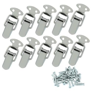 Imagem de Bivethoi Pacote com 10 travas com mola, trava de mola de aço inoxidável com orifício de cadeado para gabinete, caixa de madeira, caixas de ferramentas e porta-malas (prata, pequeno)