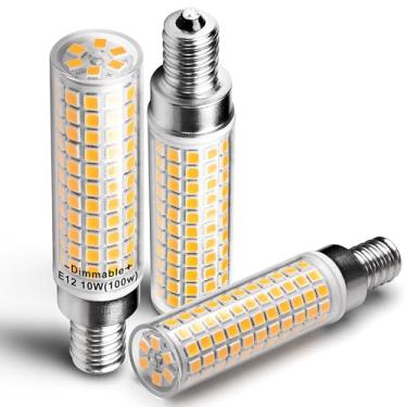 Imagem de Hylroe Lâmpadas LED para candelabro regulável E12 100 Watt equivalente a 2700K branco quente 1000 lúmens 10W E12 C7 T6 lâmpadas de milho LED para lustre decorativo doméstico ventilador de teto