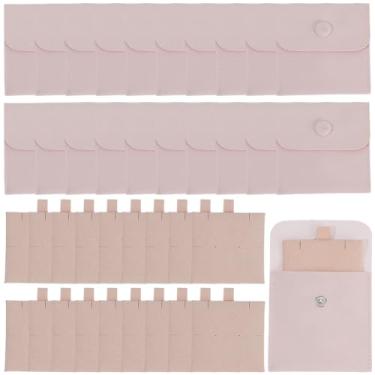 Imagem de SOFPLATE 20 conjuntos de 7,5 x 8,2 cm bolsa de joias com inserção de microfibra veludo rosa pano macio exibição quadrada bolsas de presentes de dama de honra para anéis, brincos, colares, pulseiras