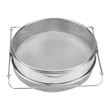 Imagem de MERIGLARE Filtro de mel de aço inoxidável, peneira dupla, equipamento portátil para apicultura, extrator de malha fina, eficiente e resistente