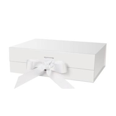Imagem de Caixa de presente DaiJoob grande branca com tampa 33x23x10cm com fita