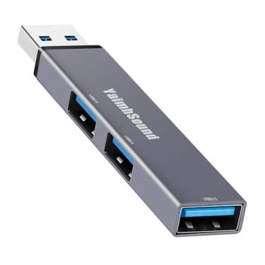 Imagem de Hub USB 3.0, extensor YaimhSound USB, adaptador USB de 3 portas para extensão USB para laptop, teclado, mouse, Xbox, pen drive, SSD, câmera (cinza, alumínio)