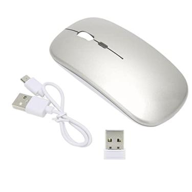 Imagem de Mouse para Jogos, Mouse Sem Fio 2.4G Mudo Carregável 7 Ultrafino para Laptop para Computador para Escritório (Cinza prateado)