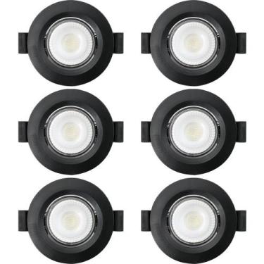 Imagem de Kit 6 Spot de Led Embutir Slim MR16 Redondo 6W Preto Bivolt - Blumenau