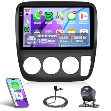 Imagem de Rádio de carro 4 núcleos 4G + 128G Android 15 para Honda CRV 1997-200, Rimoody Car Stereo Wireless Carplay Andorid Auto Mirror Link 10'' INCELL Touchscreen GPS WiFi Bluetooth 5.0 FM/RDS EQ-32 SWC