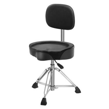 Imagem de Cadeira hidráulica acolchoada Drum Throne Augioth com encosto preta