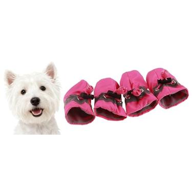 Imagem de GabeFish Meias antiderrapantes à prova d'água para cães, tênis, cordão ajustável, protetores de pata para animais de estimação pequenos, médios, gatos, rosa, 3GG