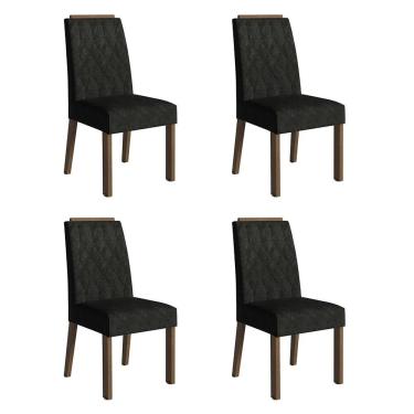 Imagem de Kit 4 Cadeiras De Jantar 4256 Com Espaldar Rustic-oxford Madesa