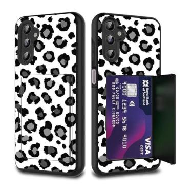 Imagem de FGDRFGRW Capa para carteira de cartão de crédito, camada dupla, híbrida, à prova de choque, proteção contra quedas com suporte, capa para Samsung Galaxy A16 5G 17.5 cm, estampa de leopardo preto e