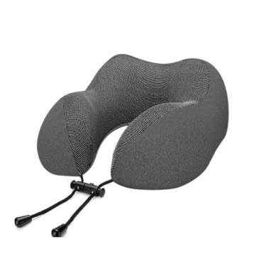Imagem de Travesseiro de Pescoço em Formato de U com Espuma de MemóRia para Viagens Avião Carro Para Pescoço Cabeça e Pescoço de Adultos(Chumbo)