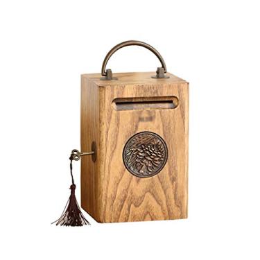 Imagem de FKJLUN Cofrinho cofrinho de madeira cofrinho cofrinho cofrinho para meninos e meninas esculpido à mão lembrança decorativa dinheiro e moedas decoração presente caixa de poupança de dinheiro crianças