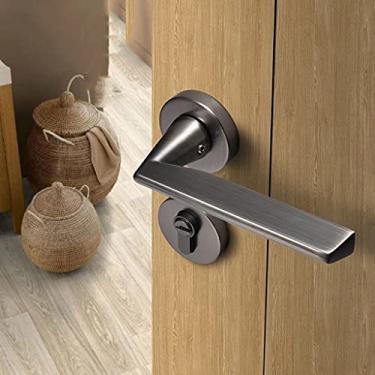 Imagem de Maçaneta de porta preta com design de níquel escovado para privacidade de hotel segurança de banheiro fechadura de porta preta