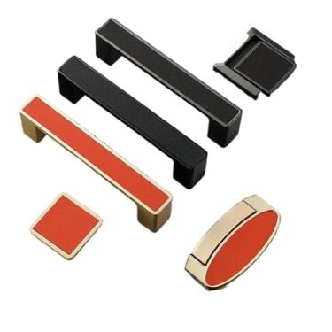 Imagem de CXYFQUUK Puxadores de couro para armário de cozinha móveis de armazenamento de gavetas douradas puxadores de porta de armário de armário ferragens 2 peças (6062-192 mm ouro)