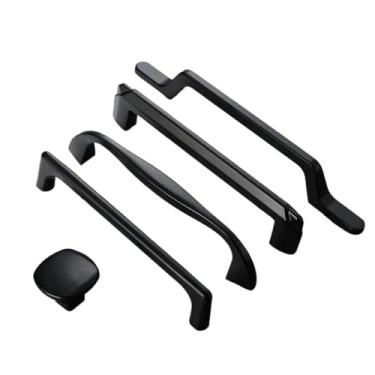 Imagem de CXYFQUUK Puxadores de porta de armário de cozinha pretos de liga de alumínio puxadores de gaveta puxadores de porta de armário de guarda-roupa puxadores de móveis 2 peças (6142-128 mm)