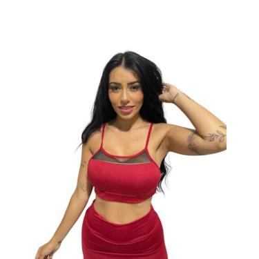 Imagem de Top alcinha tule com bojo removível TB moda fitness academia e ginásti