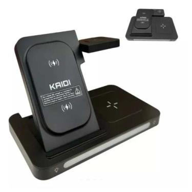 Imagem de Carregador Por Indução Dobrável 3 Em 1 Sem Fio Cel. Fone, Relógio - Ka