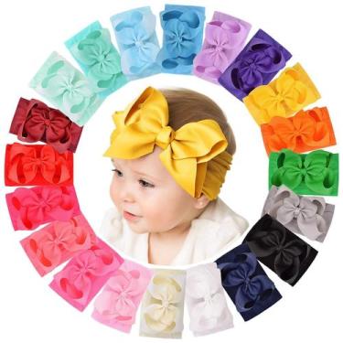 Imagem de Hairband doboi, 20 peças, conjunto de laço de fita de nylon para bebês