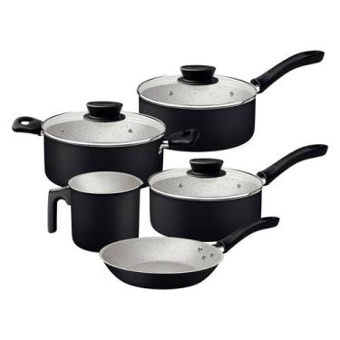 Imagem de Conjunto com 5 Panelas Antiaderente Linz Tramontina Preta, Preto