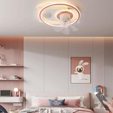 Imagem de GZZBMY Cabeça giratória Ventiladores de teto com luzes 96 W Seis velocidades de vento Silencioso com controle remoto Ventilador de teto com iluminação Regulável Minimalista Sala de estar Restaurante