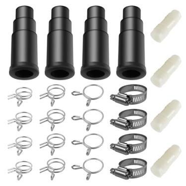 Imagem de Conjunto de 4 kits de conectores para lava-louças - Adaptador de mangueira de drenagem de lava-louças com conector de entrada, braçadeira de mangueira e braçadeiras de mola - Conector de drenagem de