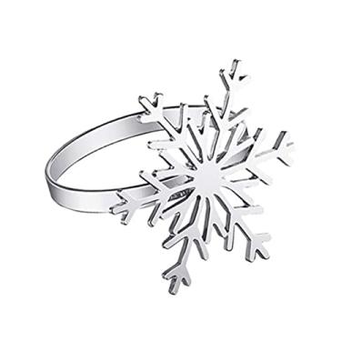 Imagem de Anel de guardanapo criativo 1 peça suprimentos de Natal suportes de guardanapo dourado prateado fivela grande para guardanapos (prata)