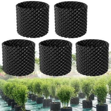 Imagem de Vaso de viveiro de 78 litros, 5 peças, recipiente de plástico para poda de ar, tamanho 40 x 51 cm, vasos para plantas para uso em hortas e frutas, vasos de plantio automático com alças e bases