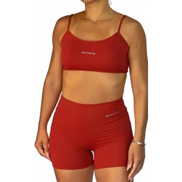 Imagem de Conjunto Top + Short Academia Drisheer Fitness Feminino, Vermelho, M