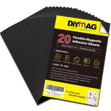 Imagem de Folhas adesivas magnéticas DIYMAG, 4 x 6 polegadas, pacote com 10 unid