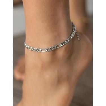 Imagem de 1 tornozeleira feminina prata dourada à prova d'água tornozeleira olho turco para mulheres coração banhado a ouro tornozeleira plus size, One Size, Liga de aço, Sem Pedra Preciosa