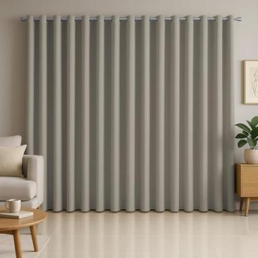 Imagem de Cortina Blackout Premium para Sala e Quarto,3,00m x 2,50m, 2 Painéis, Tecido Poliéster, Bloqueio de Luz 85%, Ilhós Metálicos (Cinza)
