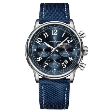 Imagem de Relógio Esportivo Militar Masculino à Prova D'agua Quartzo Multifuncional Azul Prata