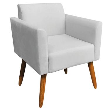 Imagem de Poltrona Decorativa Isabella Pés Palito Madeira Suede Cinza