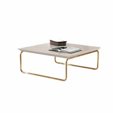 Imagem de Mesa De Centro Munique 70x70 Cm Off White Com Base Dourada