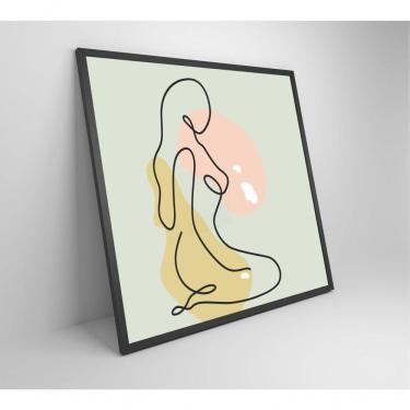 Imagem de Quadro Feminino Silhueta Artística Contínua Medidas 40x40 Cm Impressão Vidro Acrílico