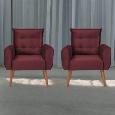 Imagem de Jogo De Poltronas Decorativas Emma Veludo Vinho