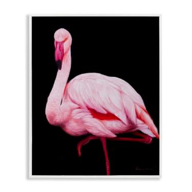 Imagem de Stupell Industries Flamingo contrastante em arte giclée emoldurada em preto e cinza, design de James Corwin, 14 x 11