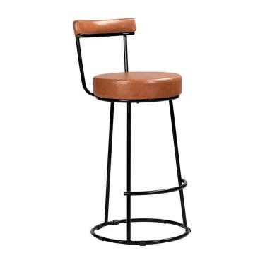 Imagem de Banqueta Alta Com Encosto Para Cozinha Miami Marrom E Preto