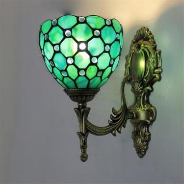 Imagem de Luminária de parede retrô americana LED de luxo europeia para sala de estar, quarto, escritório, casa de campo, hotel, restaurante, café, bar, corredor, com vidro colorido (Estilo 18)