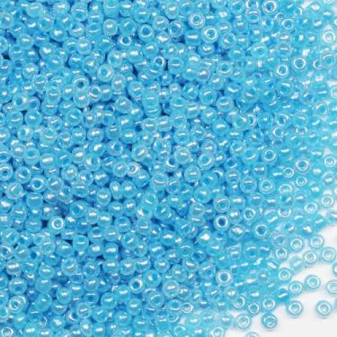 Imagem de Contas de semente azul celeste de 3 mm para fabricação de joias 200 gramas, cerca de 6.500 peças, artesanato de vidro 8/0 para fazer brincos, pulseiras, pingentes, joias de cintura, contas de sementes