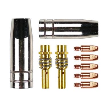Imagem de Kit Consumíveis 9 Peças Bico Contato M6x28 Bocal Difusor Tocha Solda M