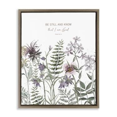 Imagem de Stupell Industries Be Still and Know Botanicals Tela flutuante cinza arte de parede, design por Cindy Jacobs, 78 x 63 cm