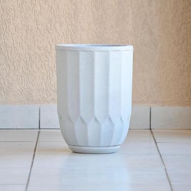 Imagem de Vaso Para Plantas e Flores Decoração Coluna Grega 42x30 Luxo Jateado Com Prato em Polietileno (Cinza)