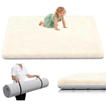 Imagem de Tapete de brincar de bebê para chão, tapete de cercadinho 59 x 71 cm, tapete de espuma para o abdômen, suporte ultramacio e sensação de pelúcia, fácil de cuidar, acolchoado antiderrapante para bebês
