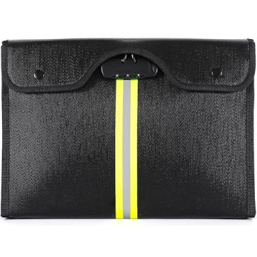Imagem de VIESEMBO Bolsa de documentos à prova de fogo com fechadura, organizador de documentos importante para segurança doméstica, bolsa de dinheiro à prova d'água para dinheiro, certidão de nascimento