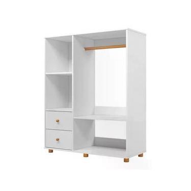 Imagem de Guarda Roupa Montessoriano 2 Gavetas 1 Cabideiro Branco - Olivar Móveis