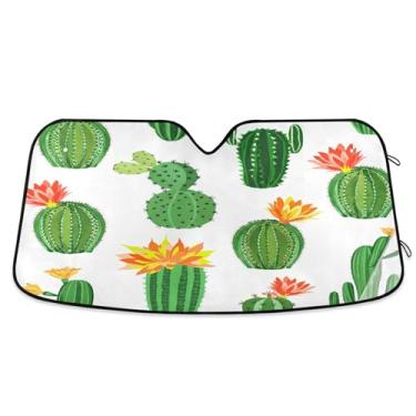 Imagem de SEHANY Pára-brisa de carro cacto planta verde para-sol dobrável janela frontal protetor de viseira solar para carro, SUV, caminhão - Mantenha o veículo fresco, 139 x 70 centímetros