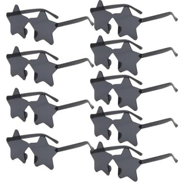 Imagem de MIUSKATL Pacote com 9 óculos de sol estrela, óculos coloridos em forma de estrela sem aro, suprimentos de lembrancinhas de festa unissex para praia, piscina, ar livre, 9, preto, Normal